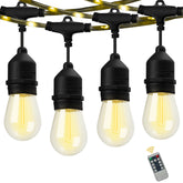 24 FT. Black Filament String Light 12 Bulbs, Connect up to 6