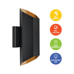 13’’ Black LED Wall Sconce 400 Lumens, 2700K