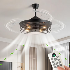 42 in. Retractable Blades Ceiling Fan (Filament Bulb Not Included)