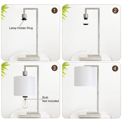 19-inch polished steel table lamp