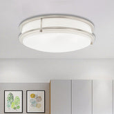 14-in Double Ring Brushed Nickel Integrated LED Flush Mount Light
