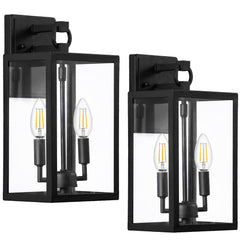 2-pack 2-Pack 2-Light 14-in Black Outdoor Wall Light