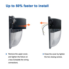 26W Black Hardwired LED Outdoor Wall Pack Light 2730 Lumen