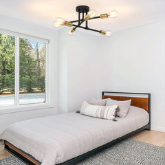 6-Light 17.5-in Black Semi-Flush mount light