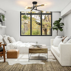 6-Light 17.5-in Black Semi-Flush mount light