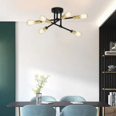 6-Light 17.5-in Black Semi-Flush mount light