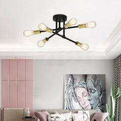 6-Light 17.5-in Black Semi-Flush mount light