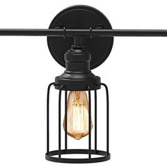 24-in 3-Light Matte Black LED Industrial Vanity Light