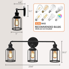 Cedar Hill 24-in 3-Light Matte Black LED Industrial Vanity Light