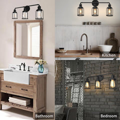 24-in 3-Light Black LED Industrial Vanity Light