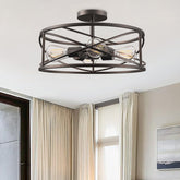 4-Light 17-in Matte Bronze LED Semi Flush Mount Light