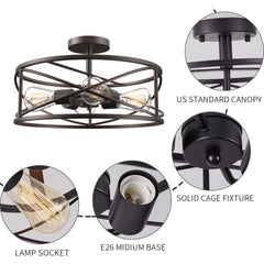 Cedar Hill 4-Light 17-in Matte Bronze LED Semi Flush Mount Light