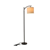 62-in Black Arc Floor Lamp with Fabric Shade