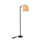 62-in Black Arc Floor Lamp with Fabric Shade