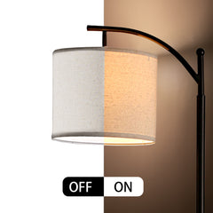 62-in Black Arc Floor Lamp with Fabric Shade