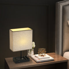 17-in Black and Gray LED Touch Table Lamp with Fabric Shade