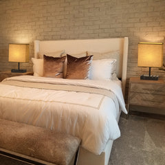 17-in Black and Gray LED Touch Table Lamp with Fabric Shade