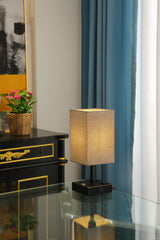 15in Gray LED Bulb Touch Switch Table Lamp with Fabric Shade Set of 2