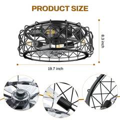 20 in. Black Caged Ceiling Fan with Remote Control