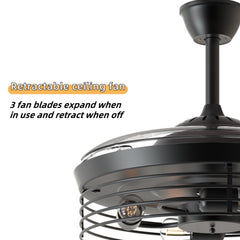 42 in. Retractable Blades Ceiling Fan (Filament Bulb Not Included)