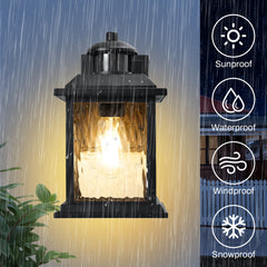 11 in. Black Motion Sensor Dusk to Dawn Outdoor Wall Sconce with GFCI