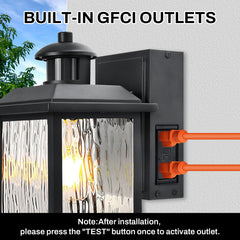 11 in. Black Motion Sensor Dusk to Dawn Outdoor Wall Sconce with GFCI