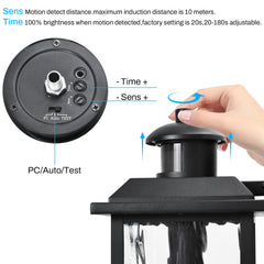 11 in. Black Motion Sensor Dusk to Dawn Outdoor Wall Sconce with GFCI