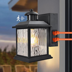 11 in. Black Motion Sensor Dusk to Dawn Outdoor Wall Sconce with GFCI