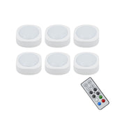 6-Pack Battery Operated Indoor LED Puck Light with Remote