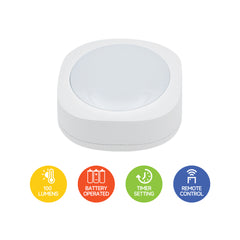 6-Pack Battery Operated Indoor LED Puck Light with Remote