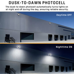 300 -Watt EQ Hardwired LED Black 1 -Head Dusk-to-Dawn Flood Light 5000 -Lumen 2-Pack