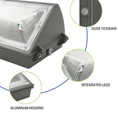 8000-Lumen Gray Hardwired LED Outdoor Wall Pack Light