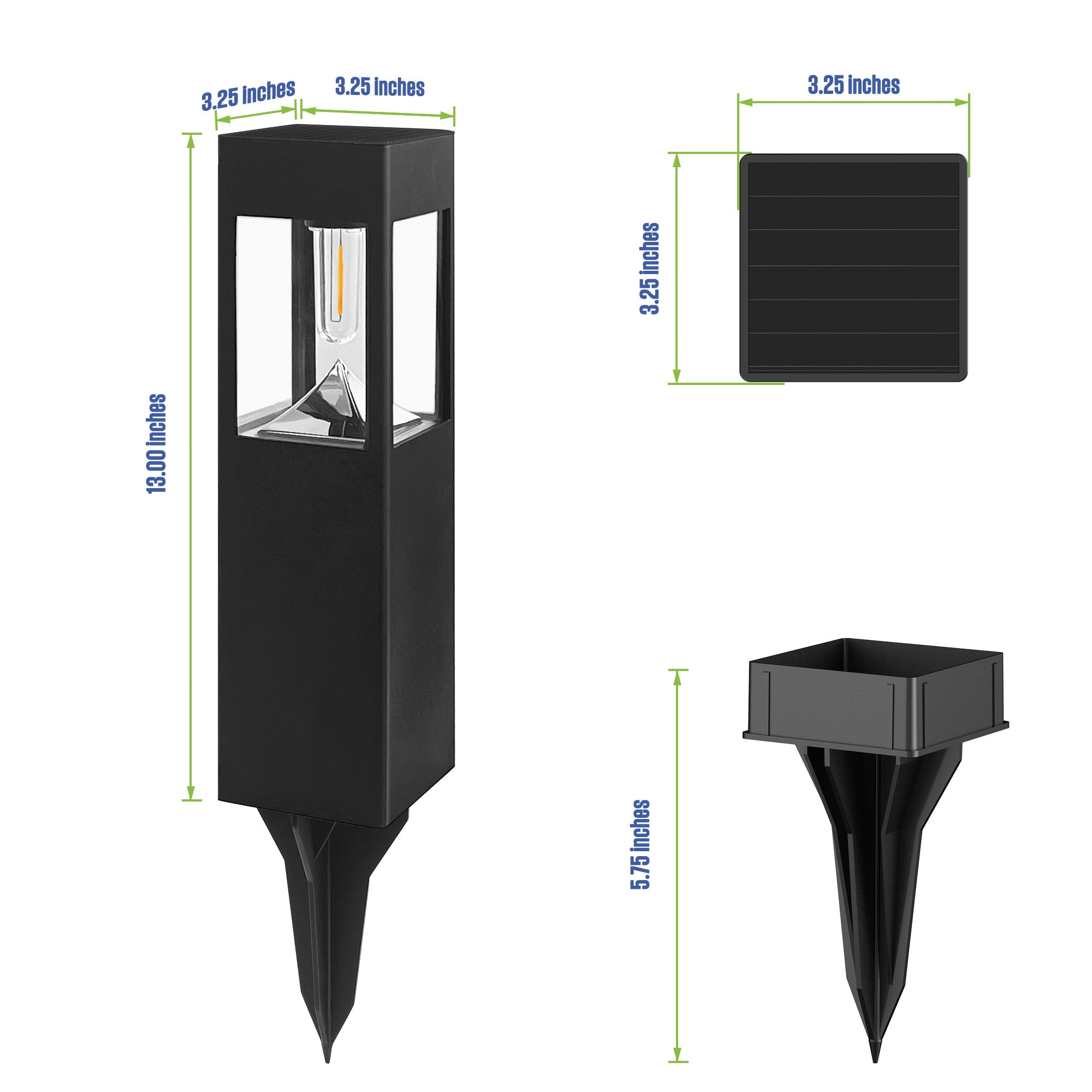 30 Lumens Solar Filament LED Bollard Path Light – 6-Pack