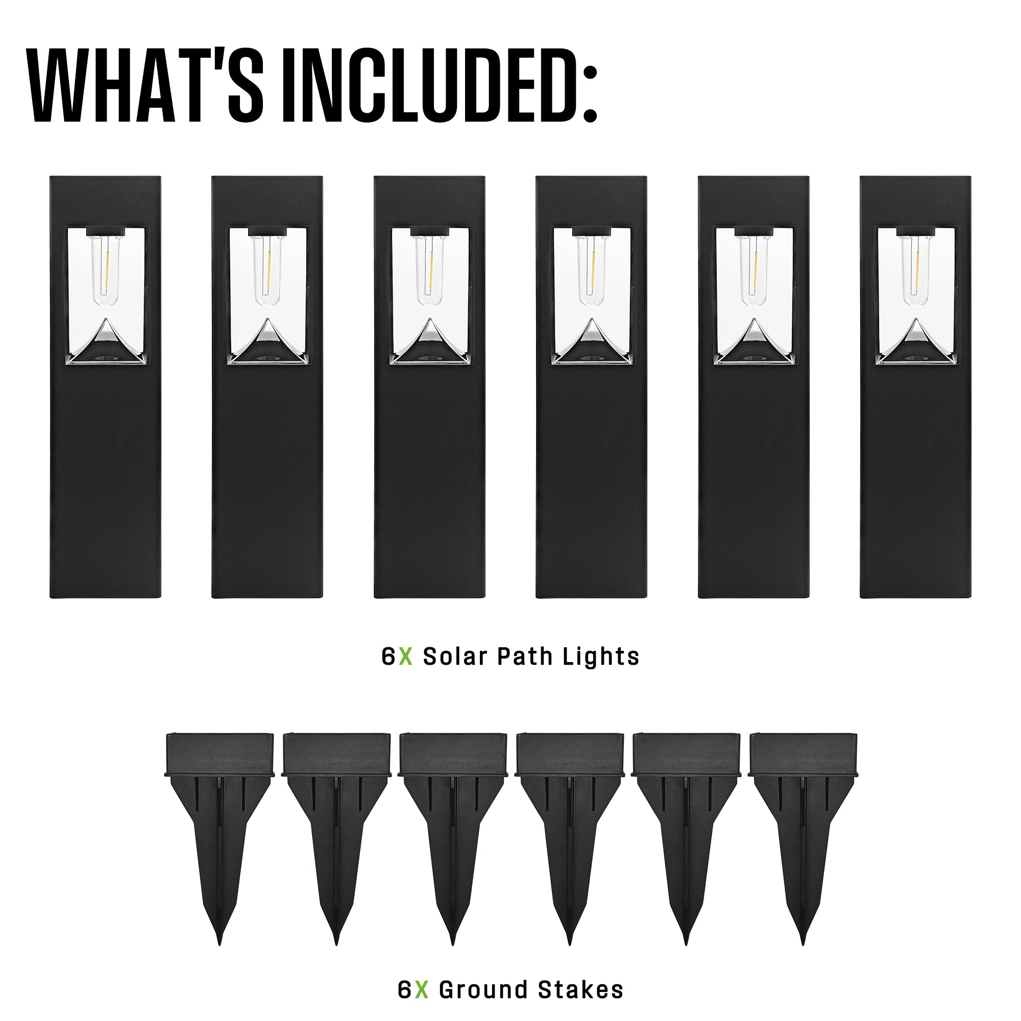 30 Lumens Solar Filament LED Bollard Path Light – 6-Pack