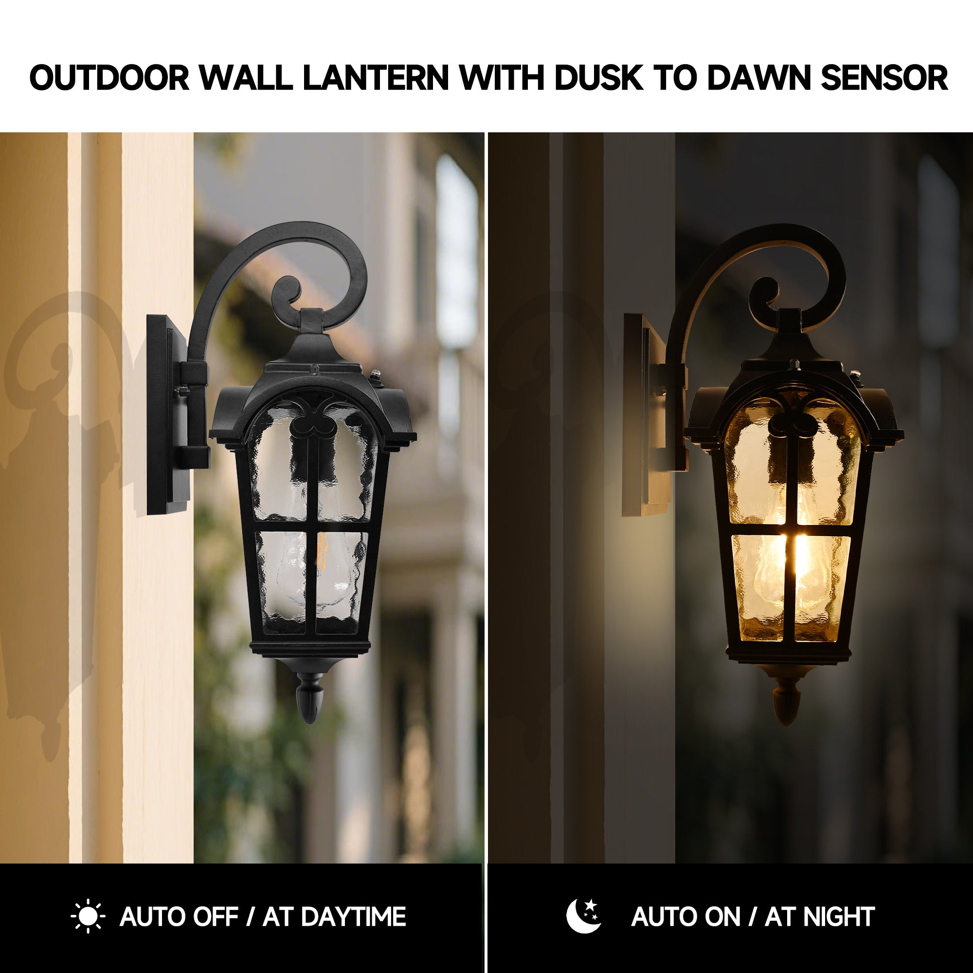 17-in Black Dusk to Dawn Outdoor Wall Light
