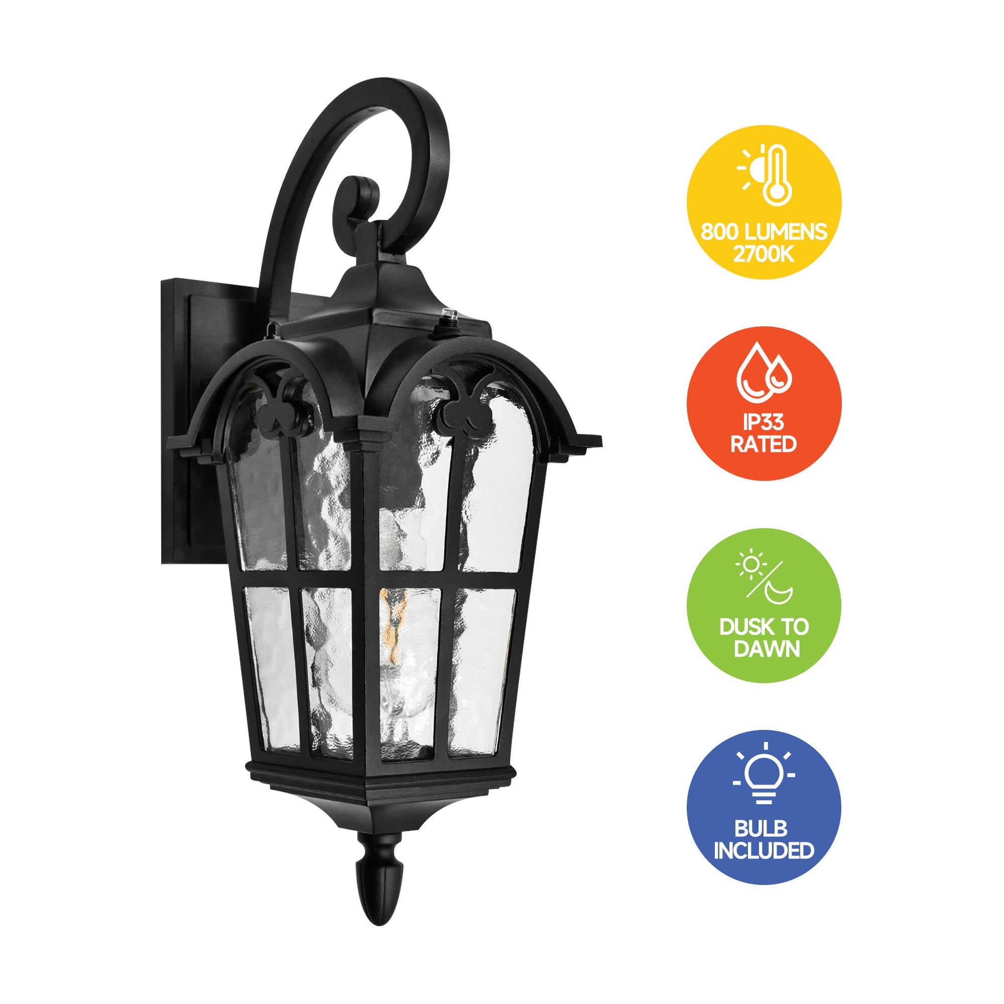 17-in Black Dusk to Dawn Outdoor Wall Light