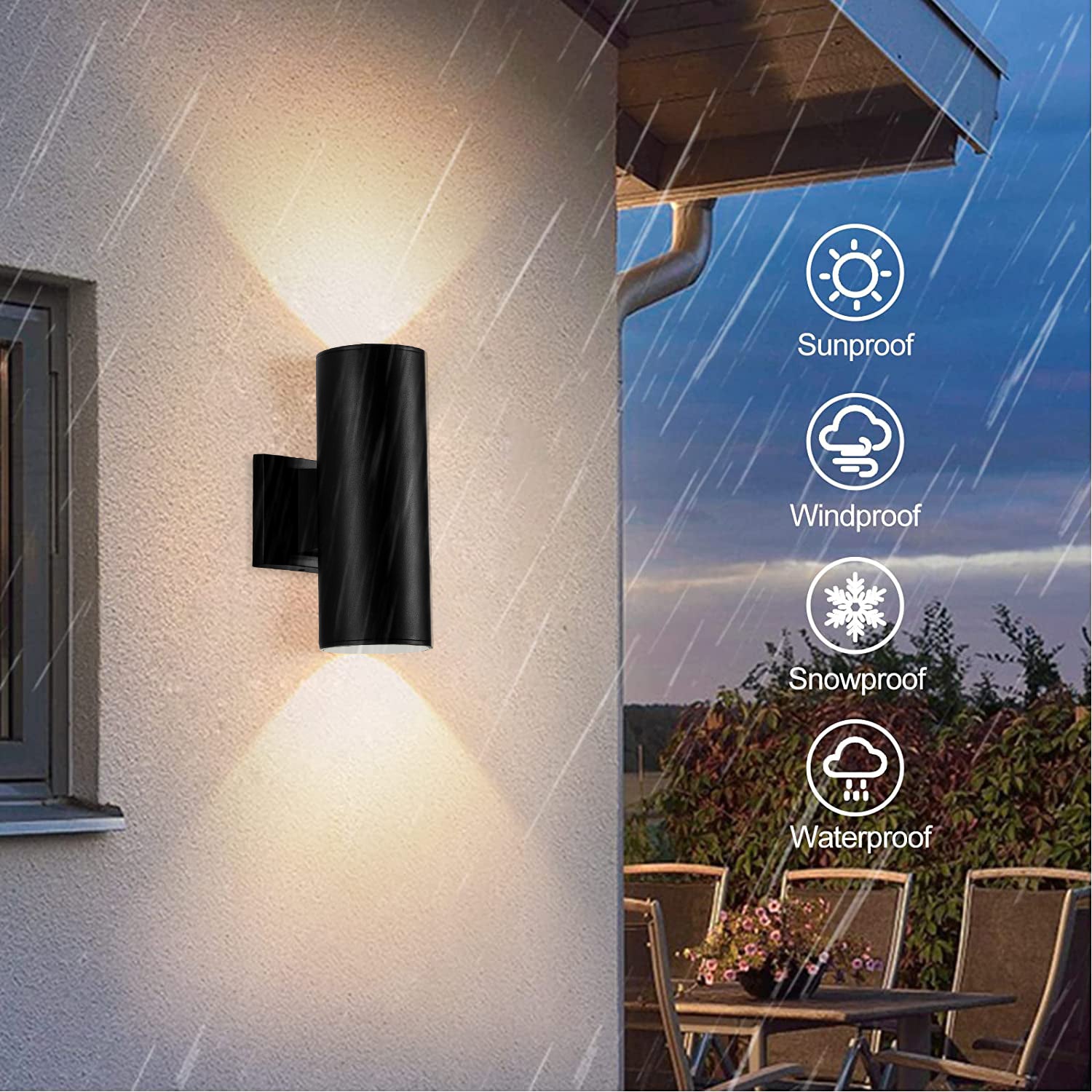 11-in Matte Black Integrated LED 3000K Outdoor Wall Light