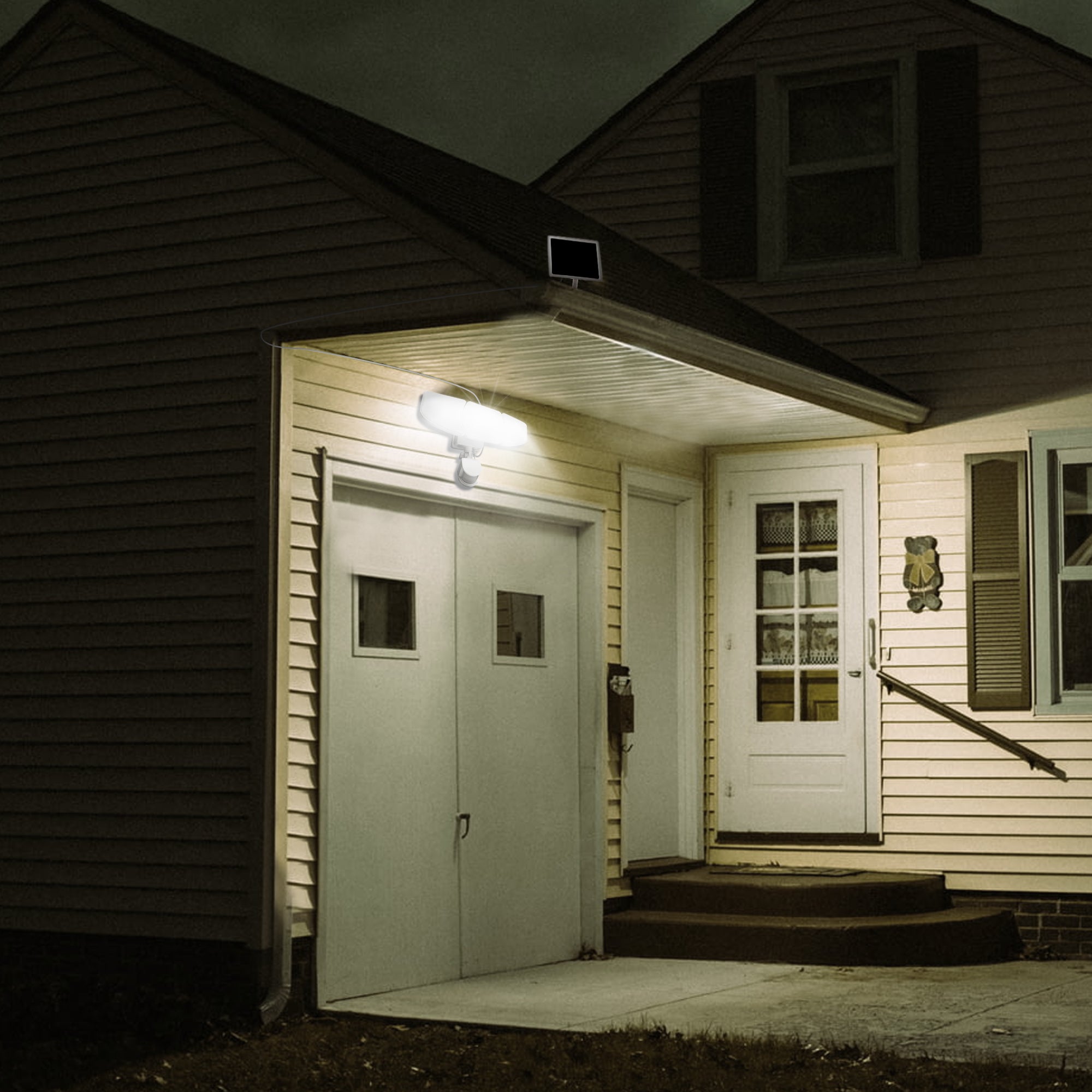 2-Pack 2000-Lumen White Integrated LED Solar Triple Head Security Light