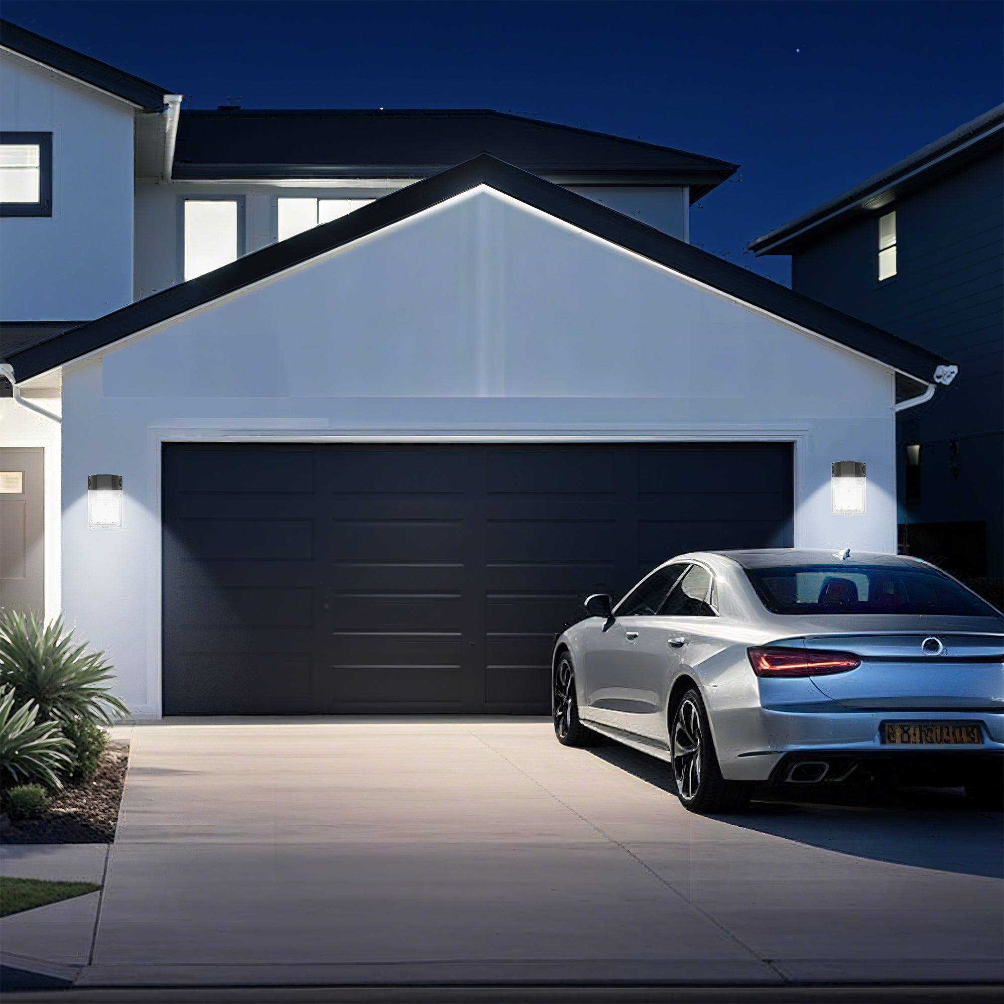 150-Watt EQ Black Hardwired LED Outdoor Wall Pack Light