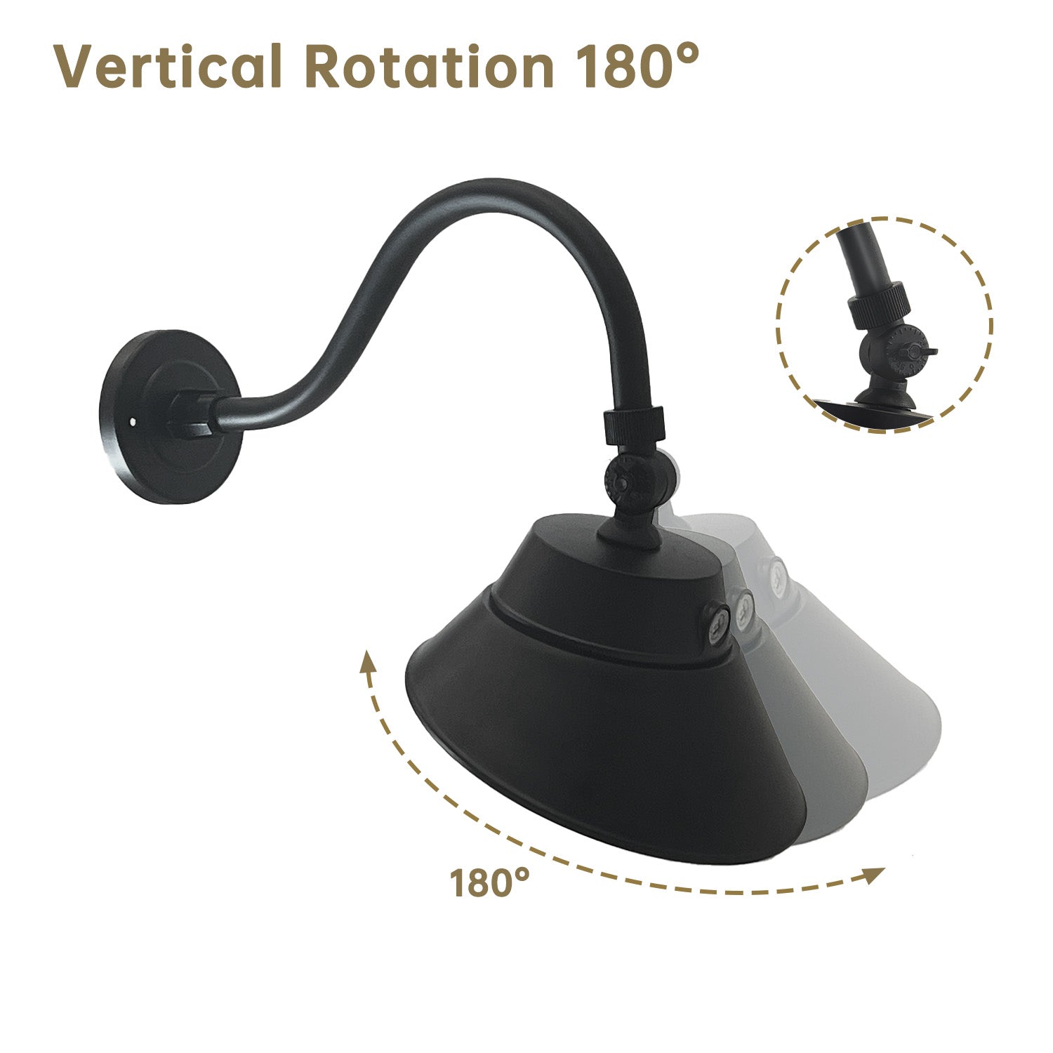 10-in 42W LED Black Angle Shade Gooseneck Barn Light