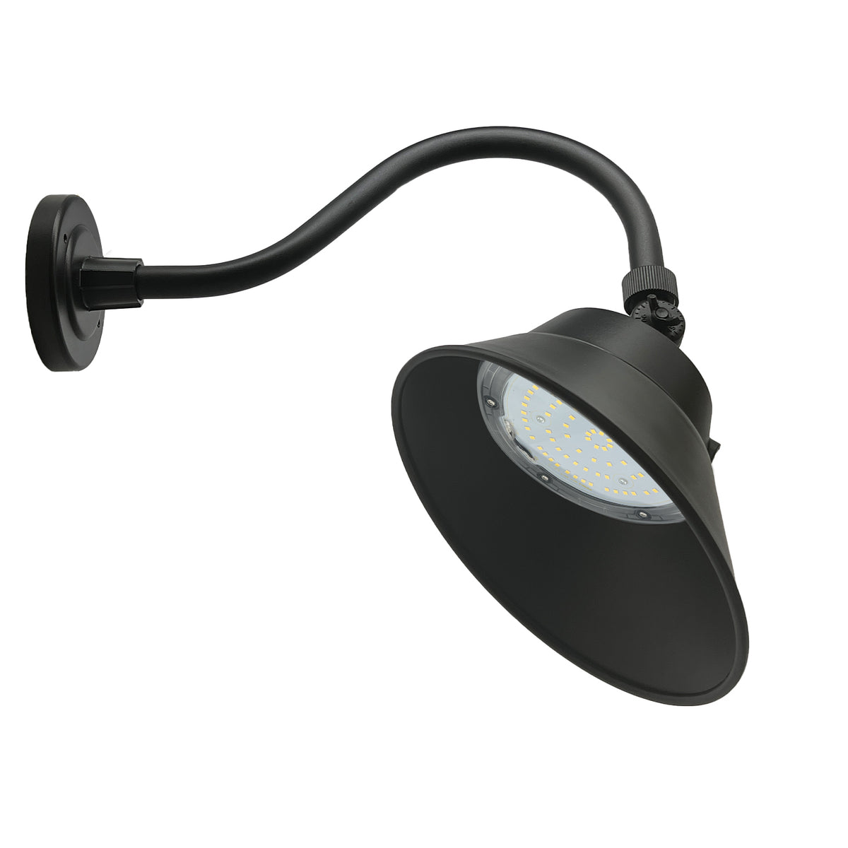 10-in 42W LED Black Angle Shade Gooseneck Barn Light