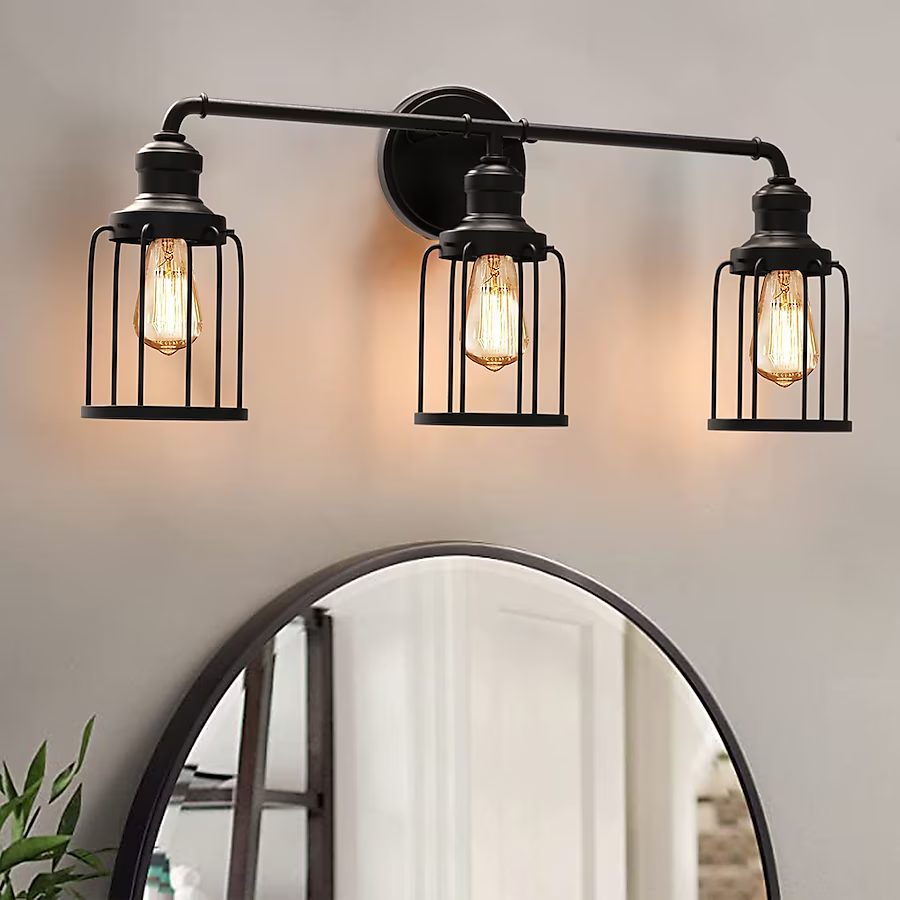 Cedar Hill 24-in 3-Light Matte Black LED Industrial Vanity Light