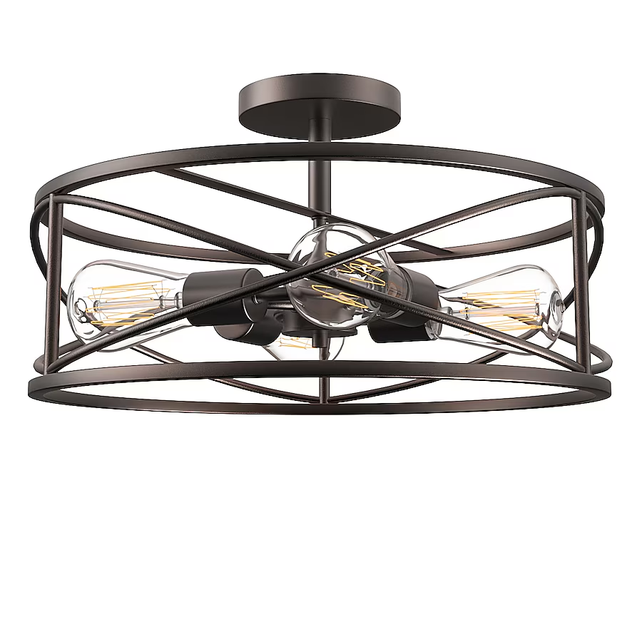 Cedar Hill 4-Light 17-in Matte Bronze LED Semi Flush Mount Light
