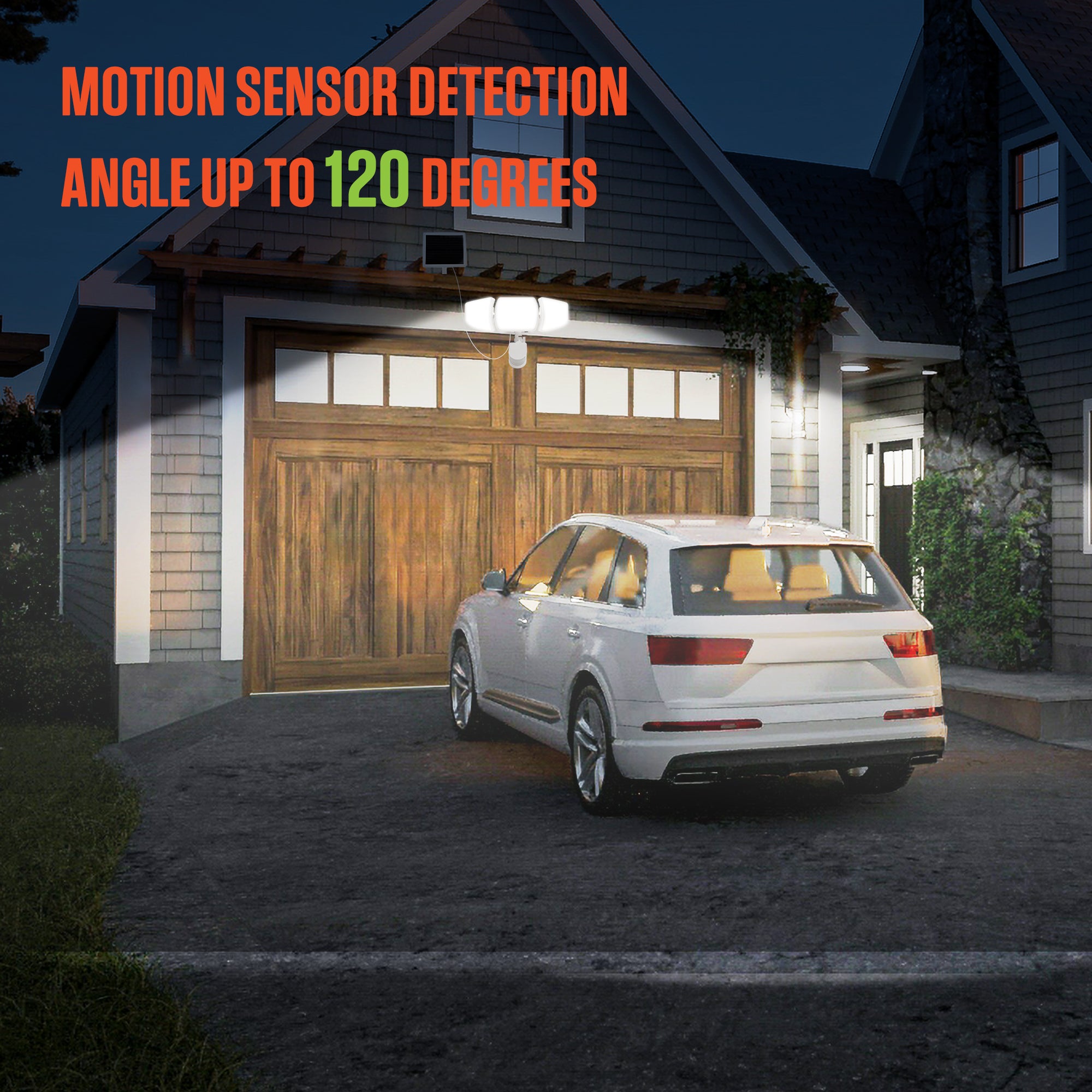 2-Pack 2000-Lumen White Integrated LED Solar Triple Head Security Light