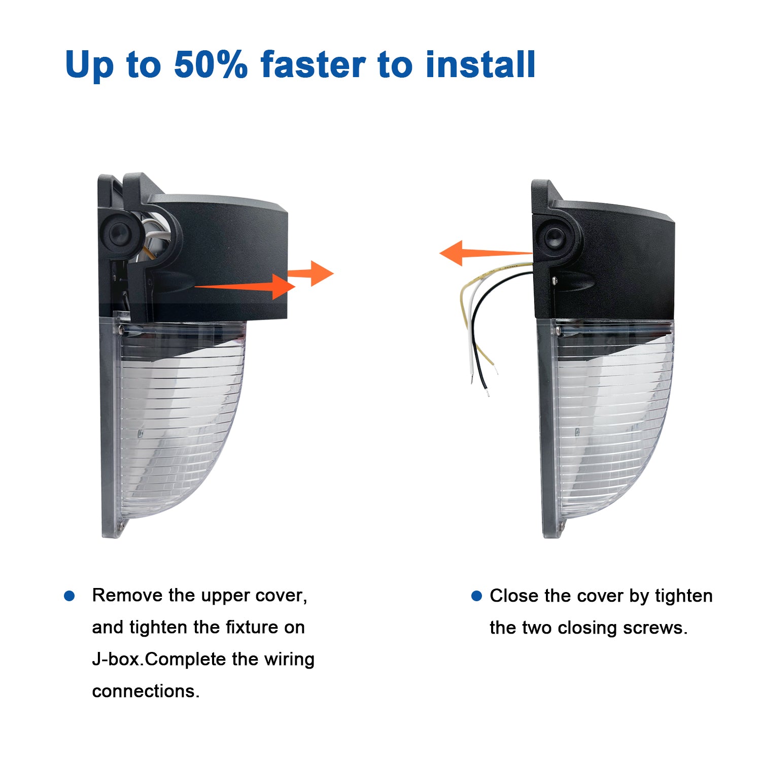 26W Black Hardwired LED Outdoor Wall Pack Light 2730 Lumen