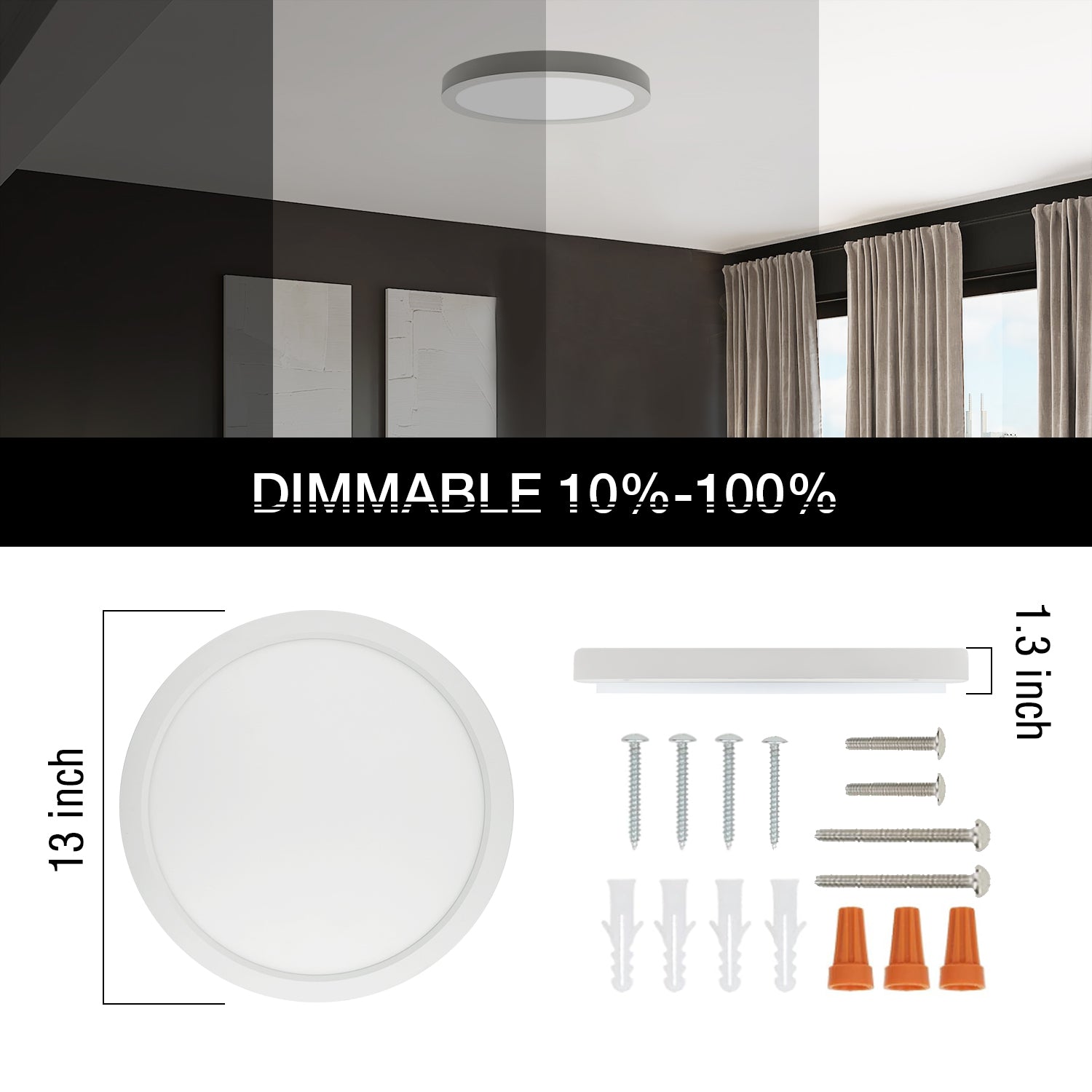 13-Inch LED Flush Mount Ceiling Light with Night Light