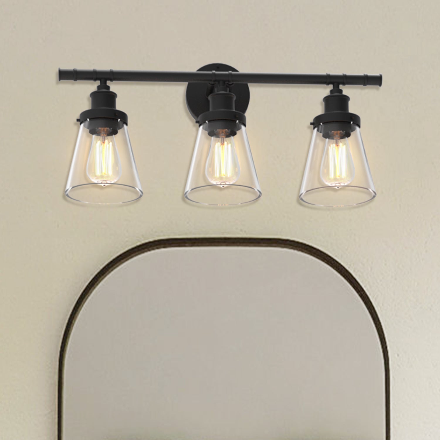 3-Light Black Modern/Contemporary Vanity Light