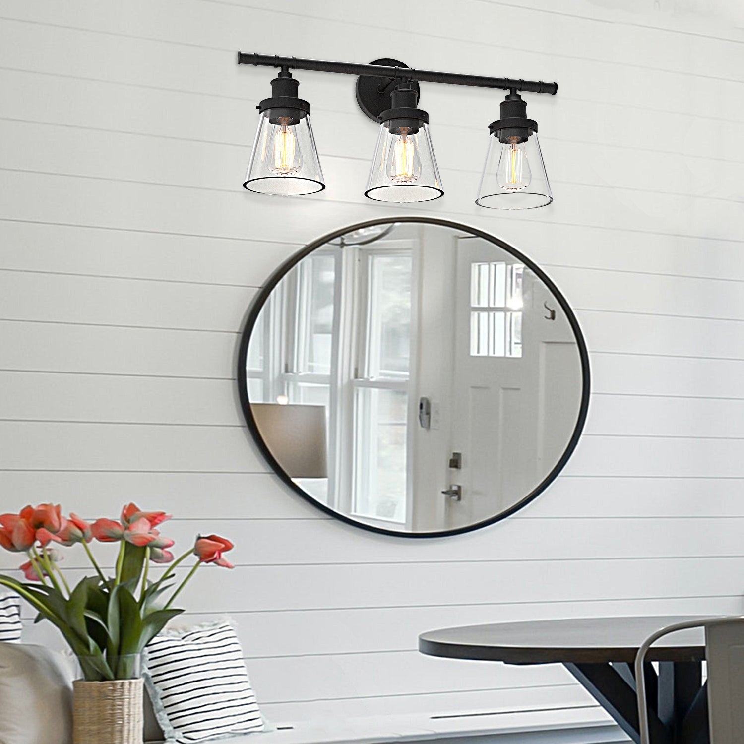 3-Light Black Modern/Contemporary Vanity Light