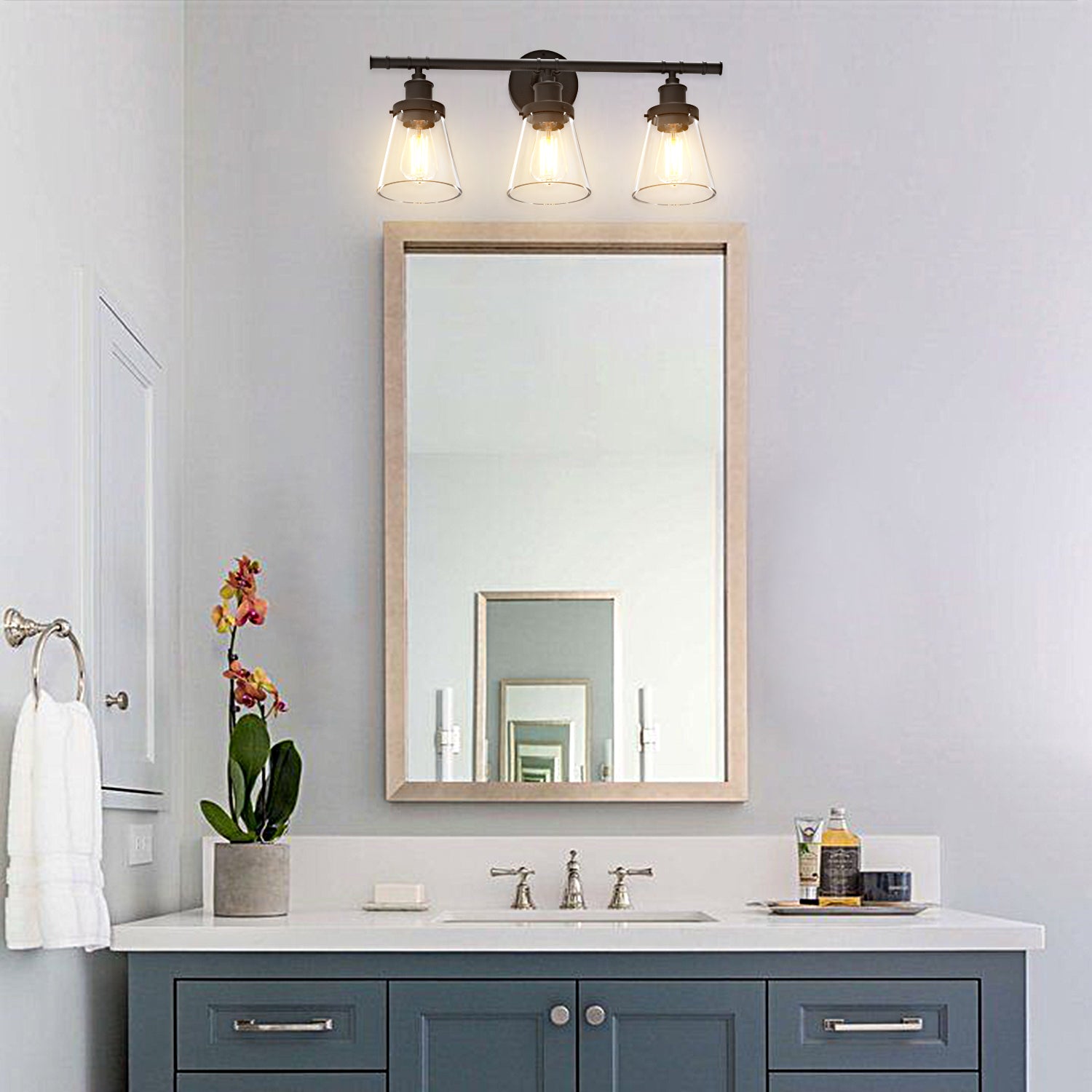 3-Light Black Modern/Contemporary Vanity Light