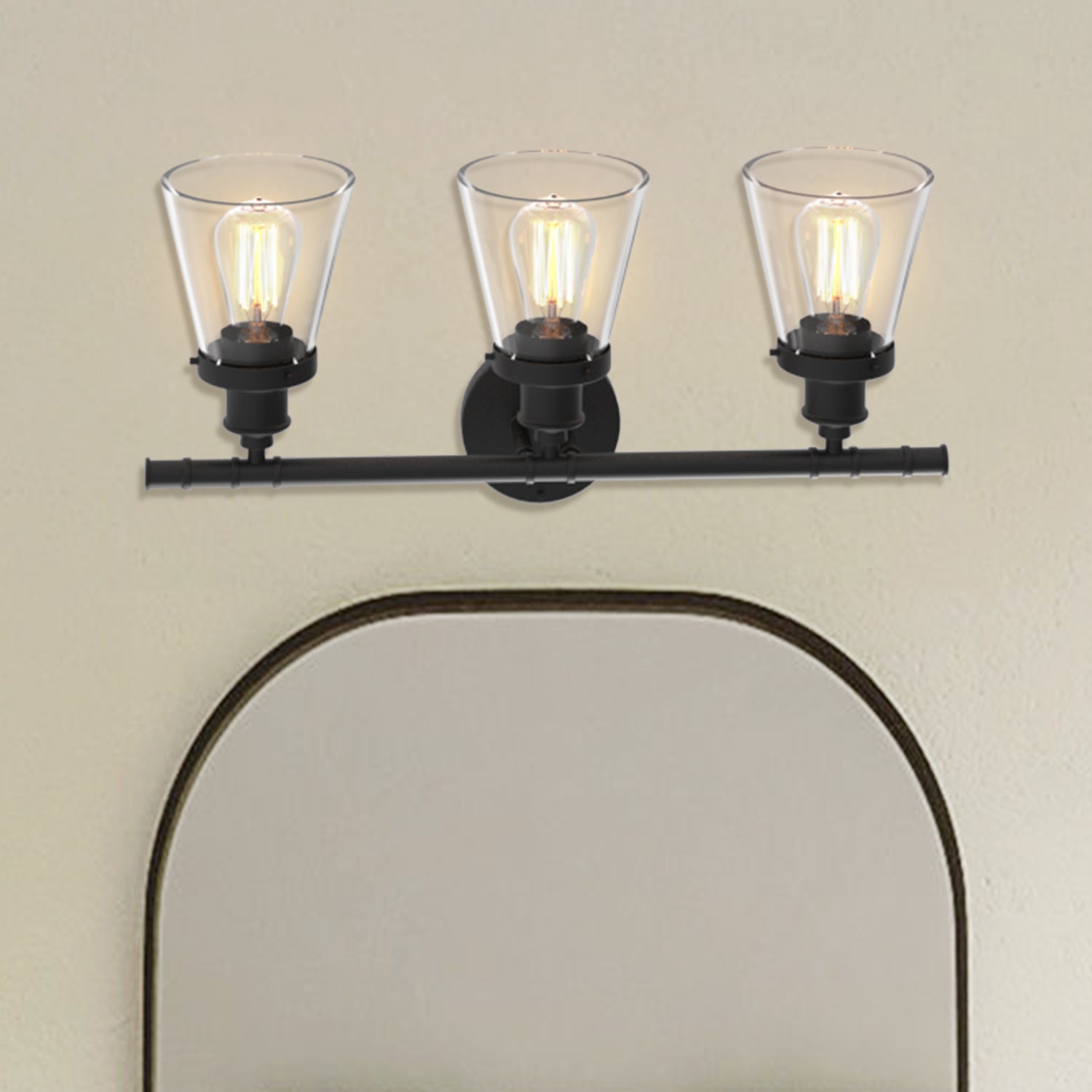 3-Light Black Modern/Contemporary Vanity Light